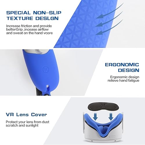 Miniatura 3 de OOAVR Controller Grip Cover for Oculus Quest 2,VR Silicone Face Pad,Lens Protection Cover,Thumbstick Covers,Sweat-ProofAnti-ThrowAdjustable(4pcs