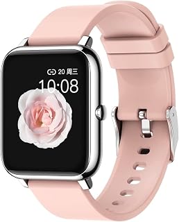 GABLOK Smartwatches Full Touch Smart Bracelet Large Screen Watch Male Female Sports Clock Watch Electronics (Color : Pink Silica1, Size : 1)