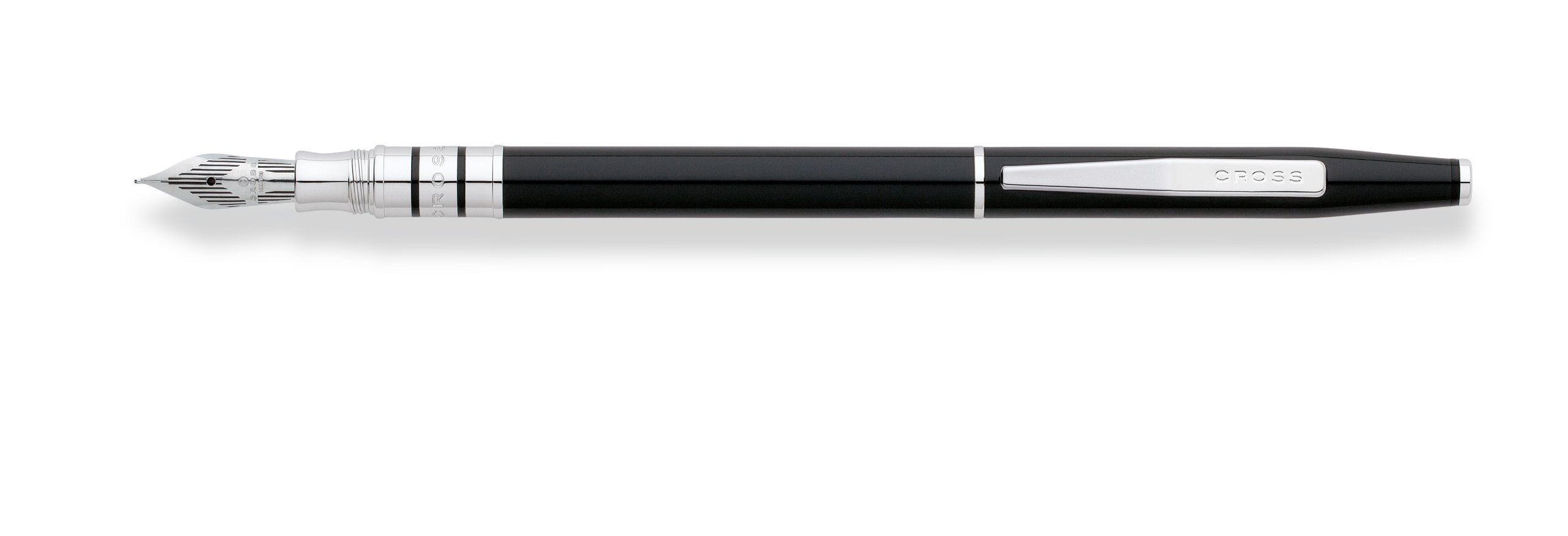 Cross Spire Black Lacquer Fountain Pen With Fine Rhodium Plated
