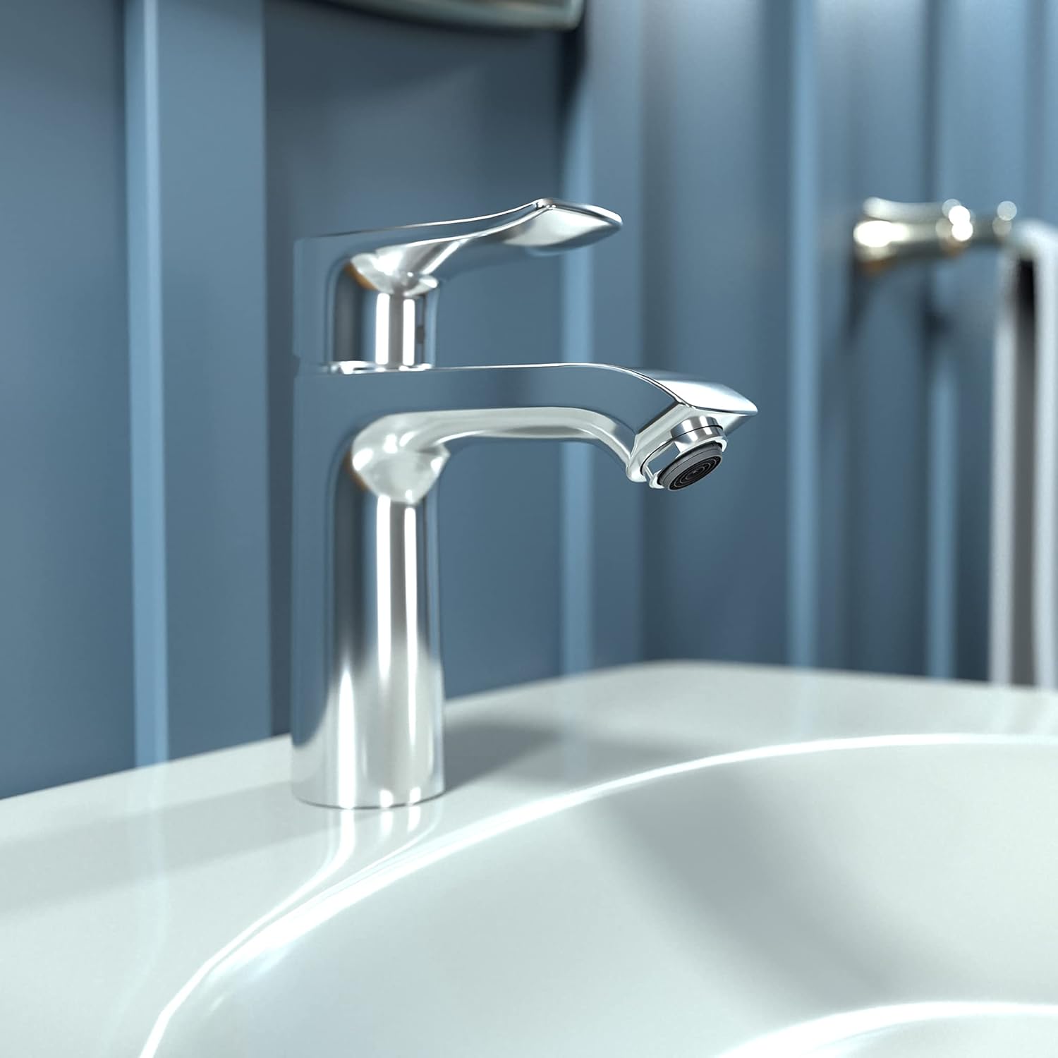 Chrome Single Hole Modern Bathroom Faucet