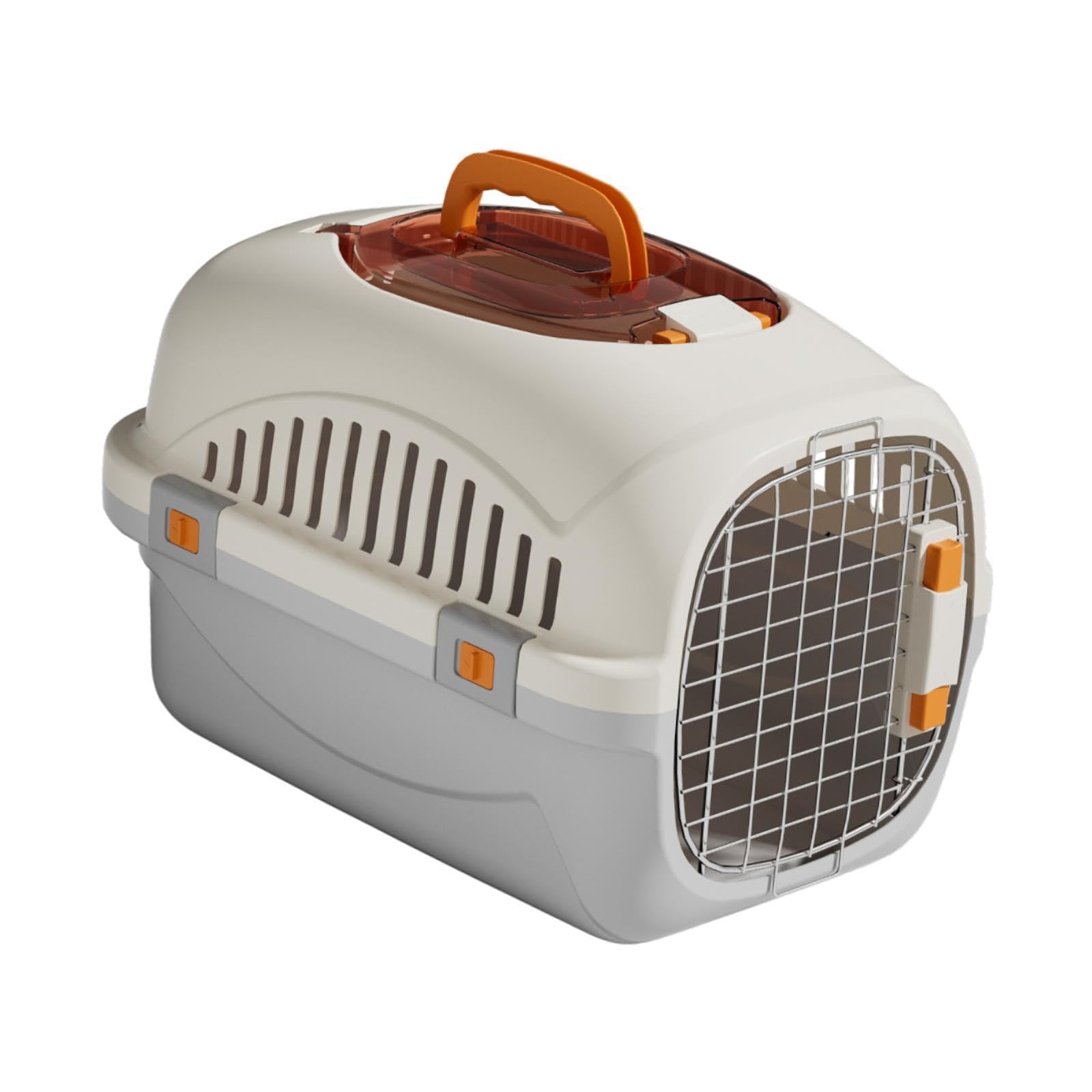 Transportín para Gatos, Caseta Rígida para Perros Y Gatos, Transportín de Viaje Transpirable para Mascotas, Puerta de Alambre para Gatos, Perros Peque, Gris