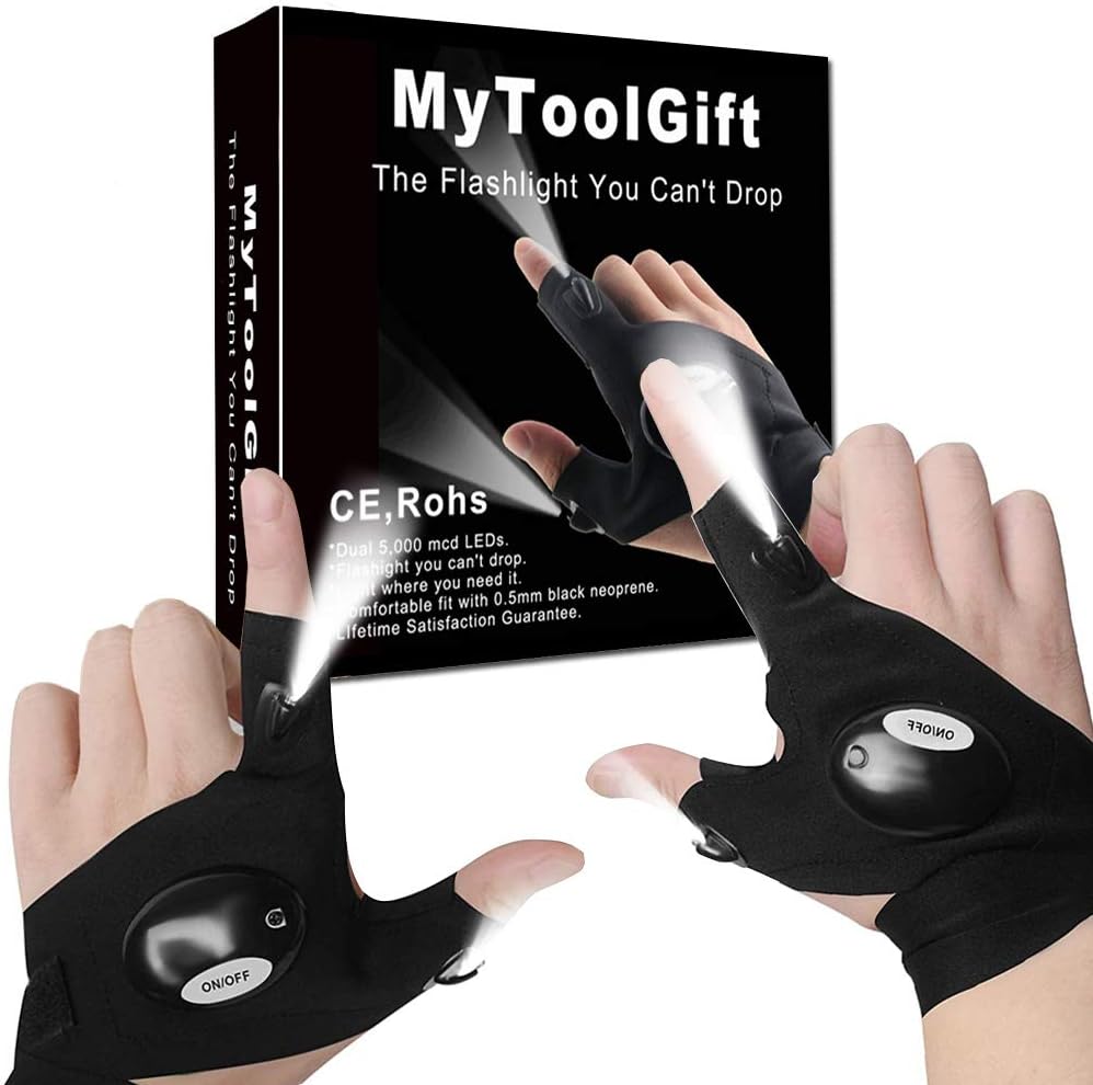 LED Flashlight Gloves Electrical Work Fishing Gloves and Low Light Cool Gadgets Birthday Gifts for Men dad Boyfriend, Mechanics Electrician Repairing LED Gloves Working in Darkness Places（X) : Tools & Home Improvement