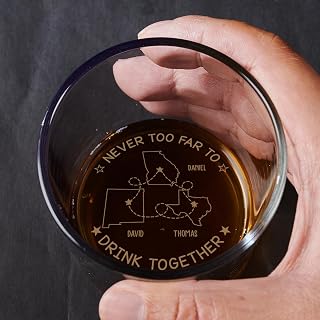 Wrappiness Never Too Far To Drink Together - Personalized Custom Engraved Whiskey Glass, Custom State Maps Gift for Alcohol Brothers Sisters Long Distance Friendship Brotherhood Sisterhood W15-01-201