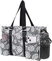 NGIL Water Resistant Canvas Utility Tote Bag with Zipper Closure - Ideal for Nurses, Teachers, Gym, Work & Travel (15.5x6x10.5")