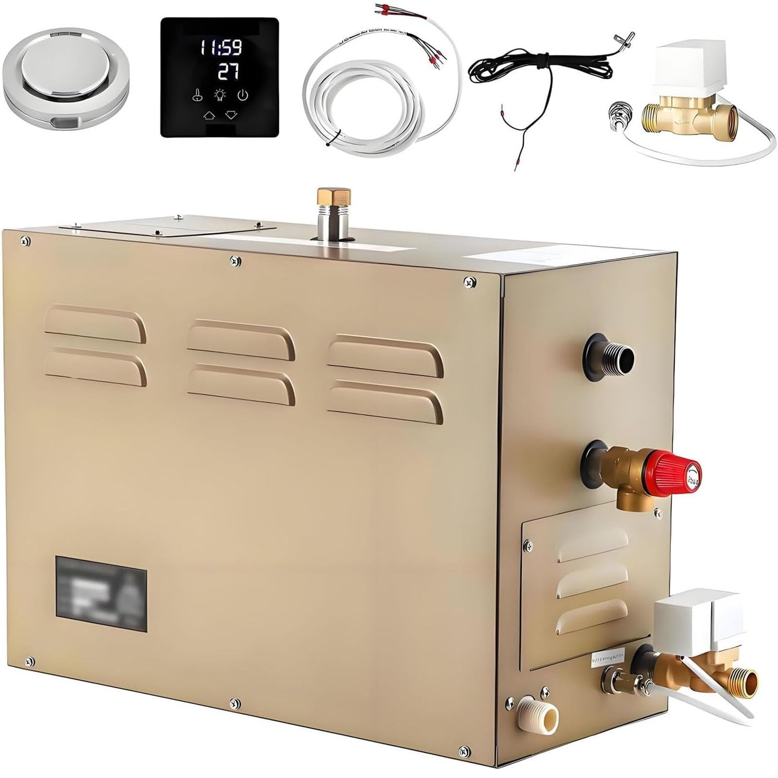 Caibendss Commercial Self-Draining Sauna Steam Generator, Adjustable 95-131℉ Temp 4.5KW