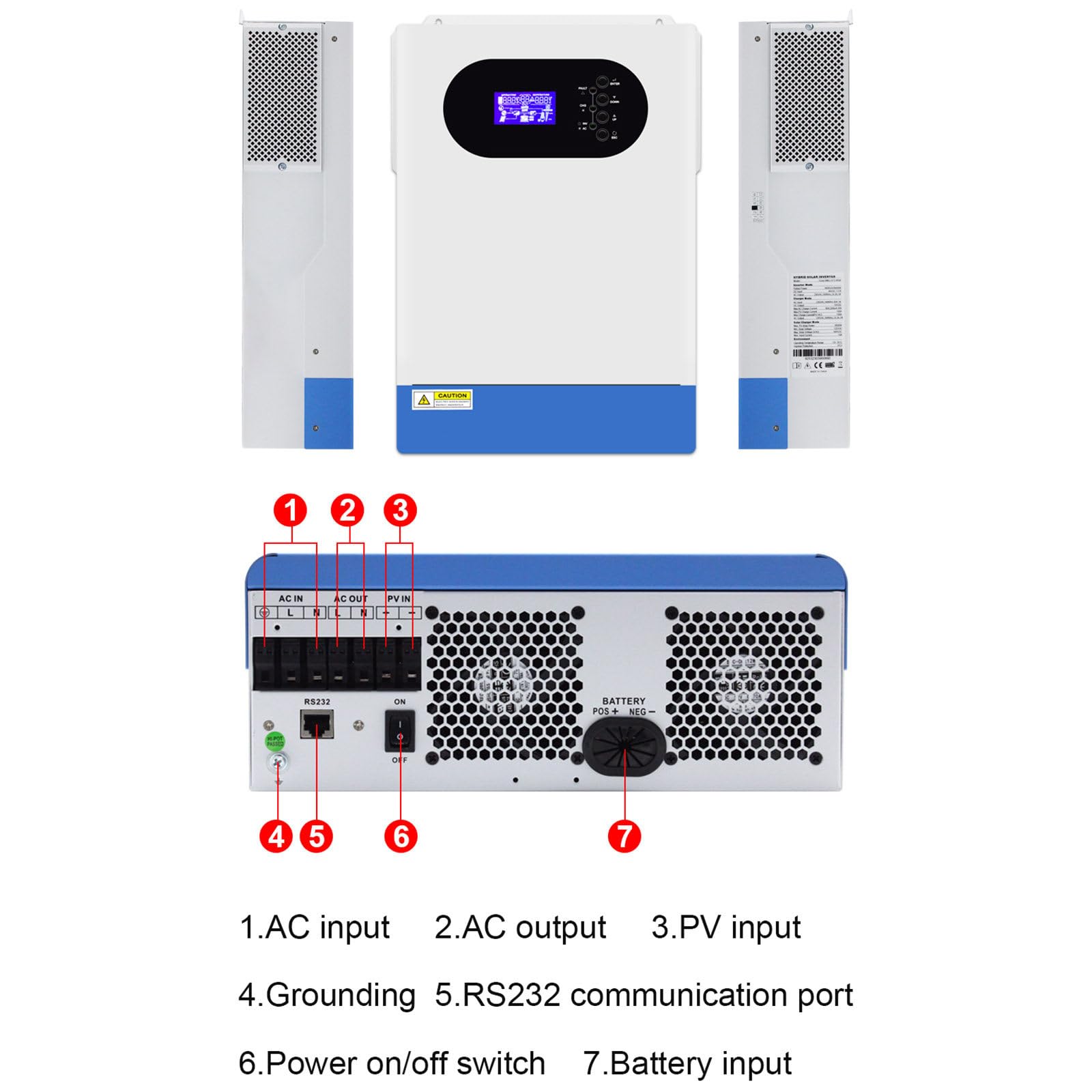 Inversor Solar MPPT de Onda sinusoidal Pura de 5,6 kW y 48 V para Uso Fuera de la Red, Ideal para Casas rodantes.