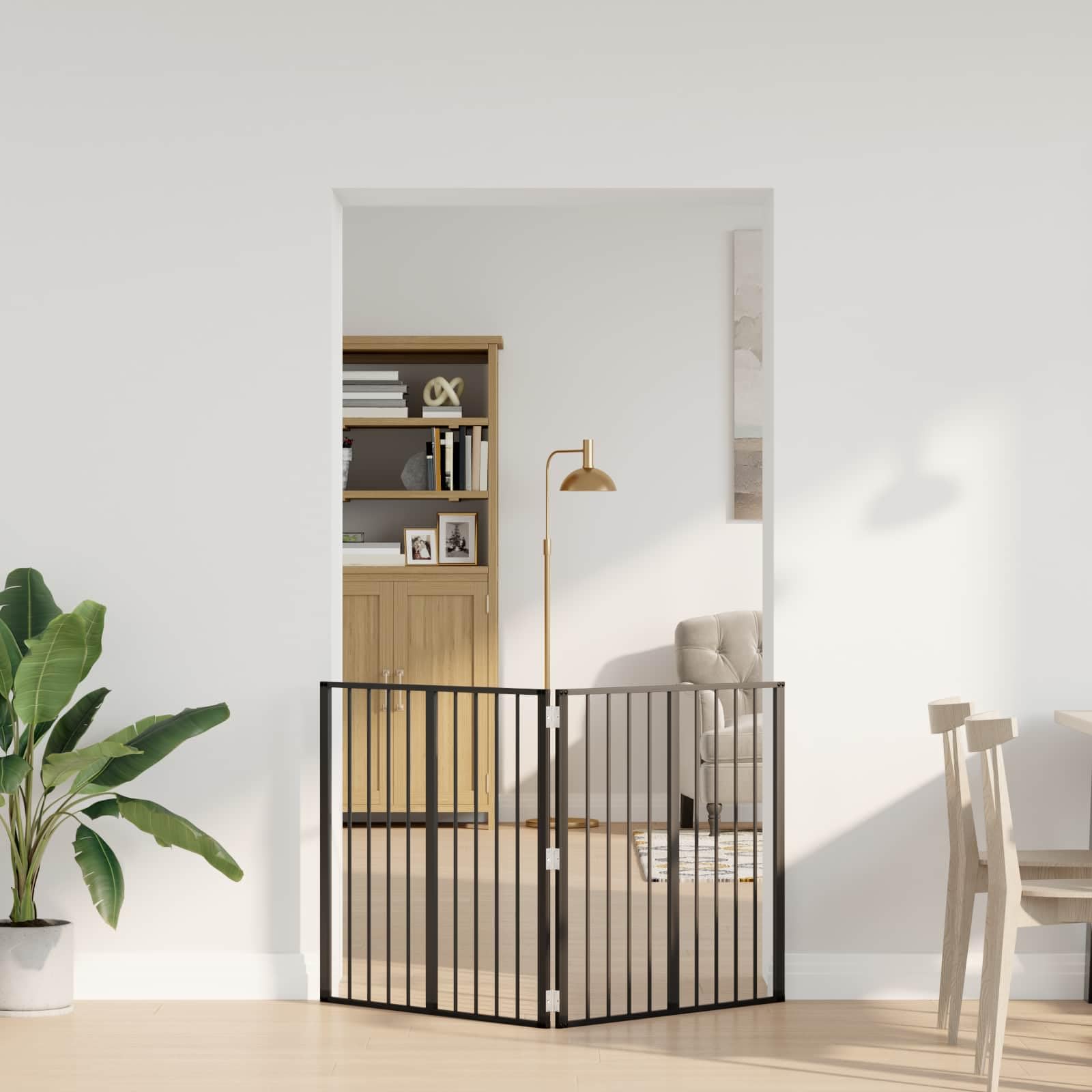 Portería para perros, 2 unidades, acero galvanizado negro, 80 x 80 cm, plegable y portátil, parque versátil para cachorros, caño seguro, protección interior y exterior, ideal para