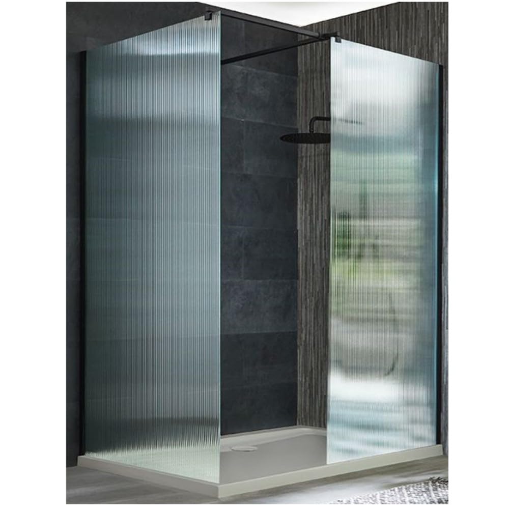 Milano Black/White Florence Corner Fluted Glass Shower Enclosure Tray - 1500Mm X 800Mm