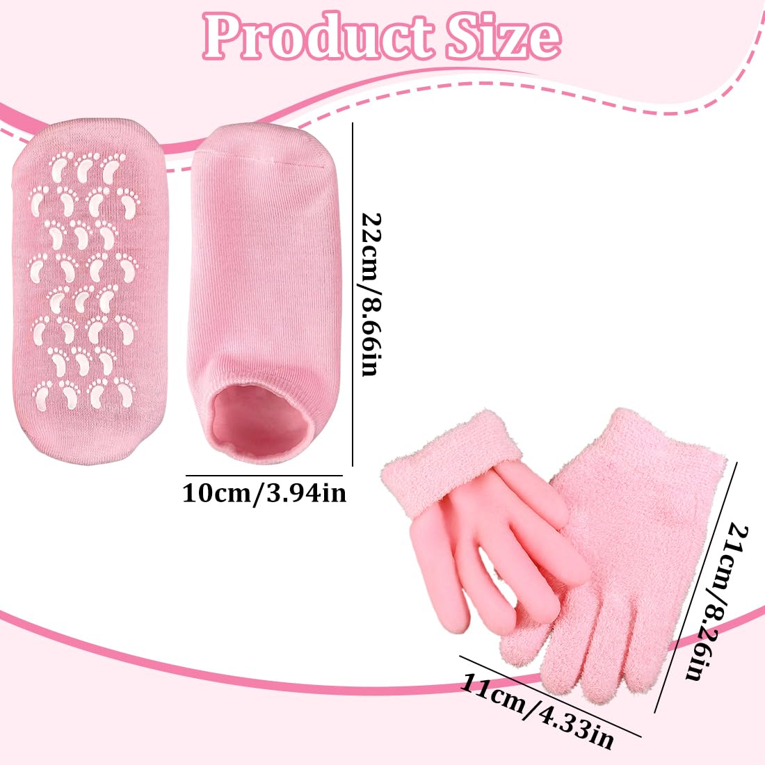 Lot de 2 Paires de Gants et Chaussettes Spa en Gel Hydratants, Réutilisable Chaussettes en Gel, Hydratation et Confort pour Hommes et Femmes