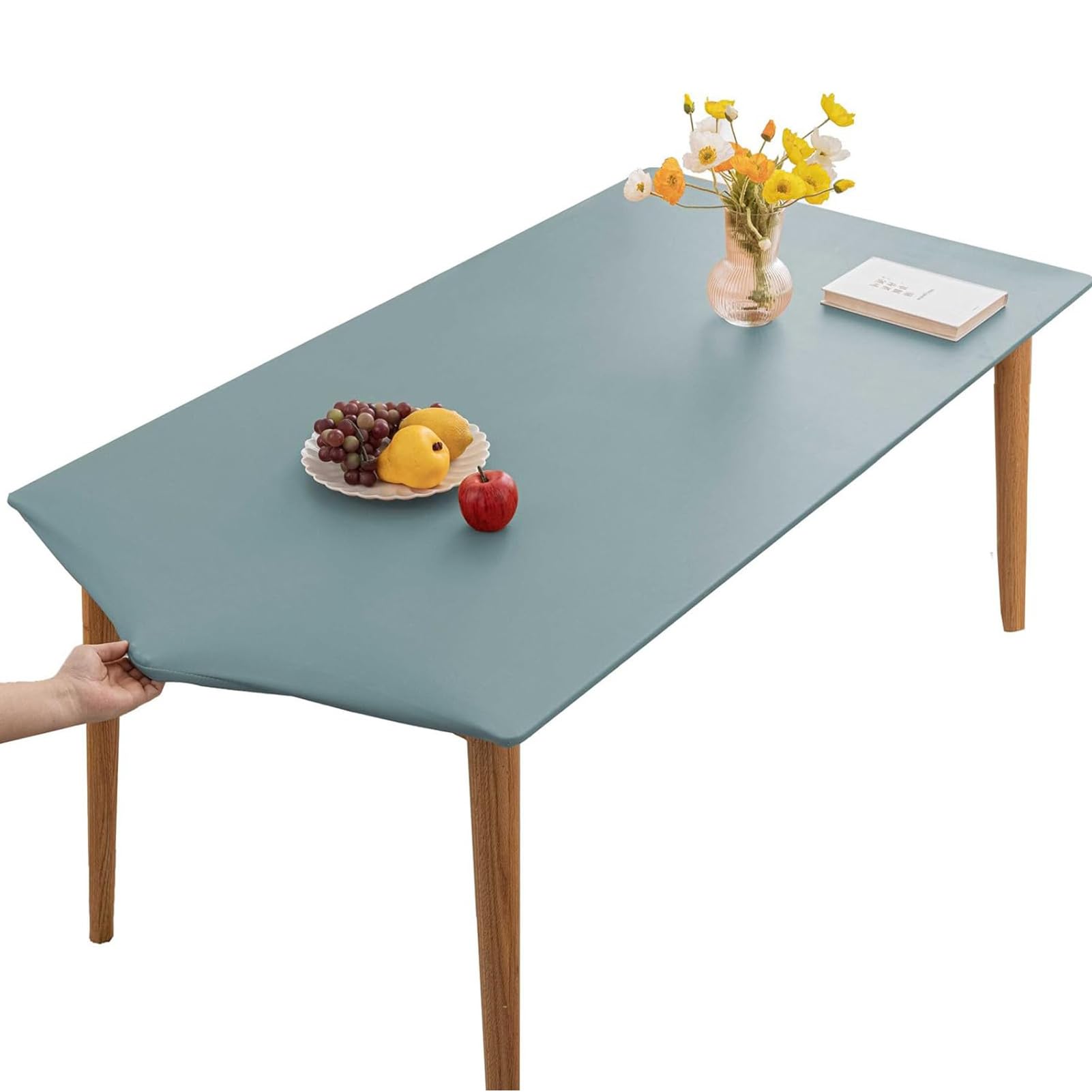 SXZAGZR Table Cloth, Rectangle Table Cloth, PVC Table Cloth, Wipe Clean Tablecloth,Stain Resistant,Waterproof,Oil-proof,Square Table Cover (Blue,60x60cm)