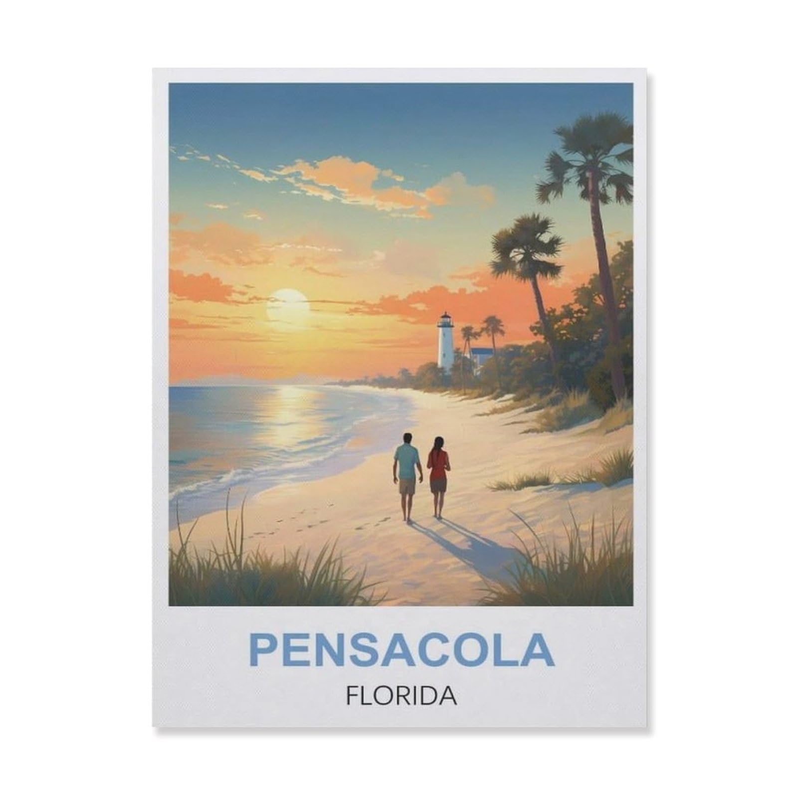 Metal Sign Tin Sign，Pensacola Florida Lighthouse(15x30cm）