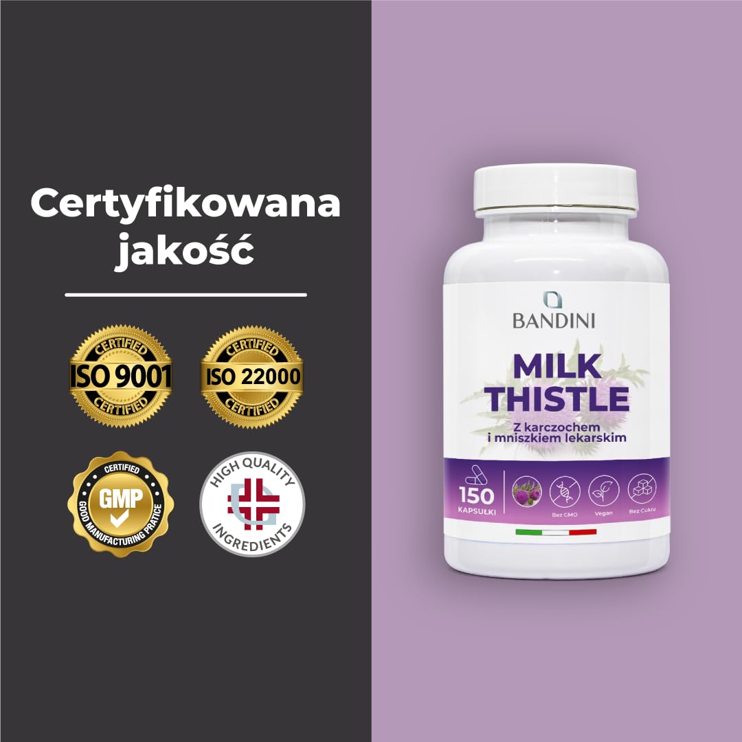 Bandini® Cardo Mariano Complex - karczoch mniszka lekarskiego - 150 kapsułek - wysoko dozowany z 80% sylimaryny - bez stearynianu magnezu, wyprodukowany we Włoszech - Wytwarzane metodą HPLC