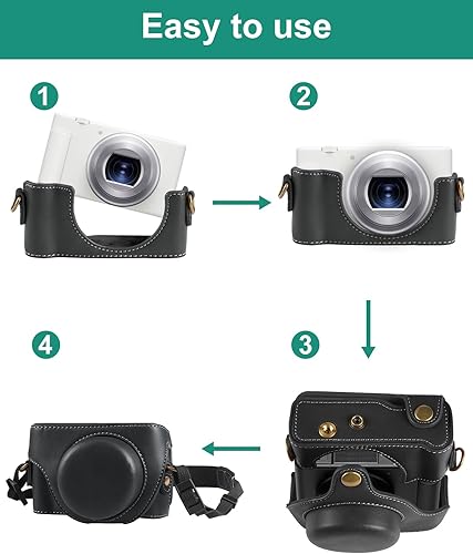 Miniatura 5 de PULUZ Funda para cámara digital Sony ZV-1F Vlog, bolsa de cuero de cuerpo completo con funda Sony ZV-1F, correa de hombro, bolsa de almacenamiento