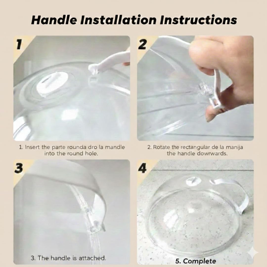 Cubierta para Microondas Transparente con Asa, Tapa sin BPA REsistente a 200º C, 26 cm de Diámetro, y 11 cms alto.Proteccion contra salpicaduras (No es vidrio) (Transparente 11 alto) — view 5