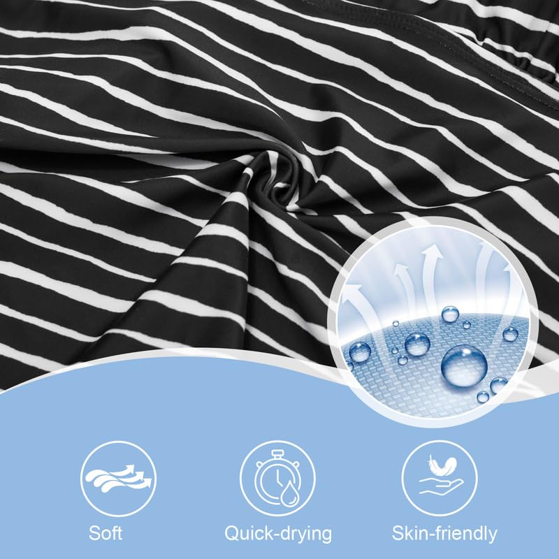 JASAMBAC Tankini Mujer Traje de Baño de Dos Piezas Abdomen Tankini Parte Superior Y Cintura Alta Bañador Cómodo Traje de Baño con Tirantes Ajustables Deportivo Moda Playa
