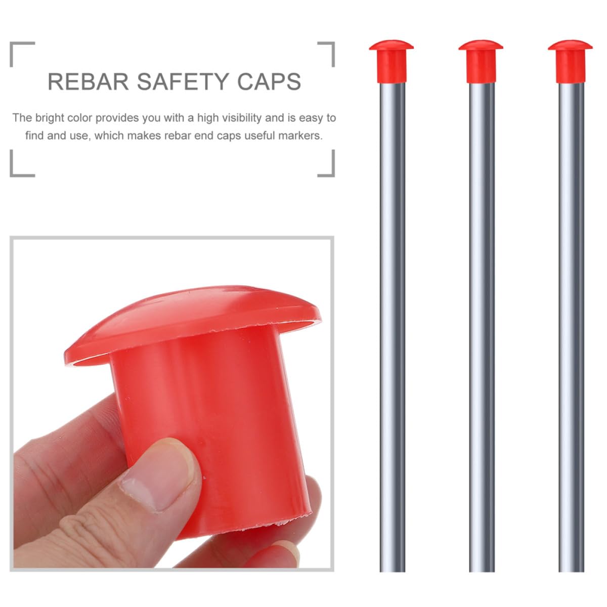 Capuchons de Protection pour Barres D’armature Rouges 60 Pièces