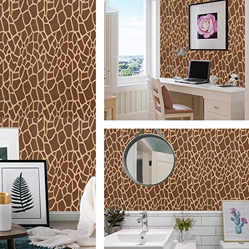 Brown Geometric Peel And Stick Wallpaper Decorative Self Adhesive Geometric Contact Paper Shelf Liner Countertop Cabinets Furniture Vinyl Film Sticker 17.7" X 117" #TOP4