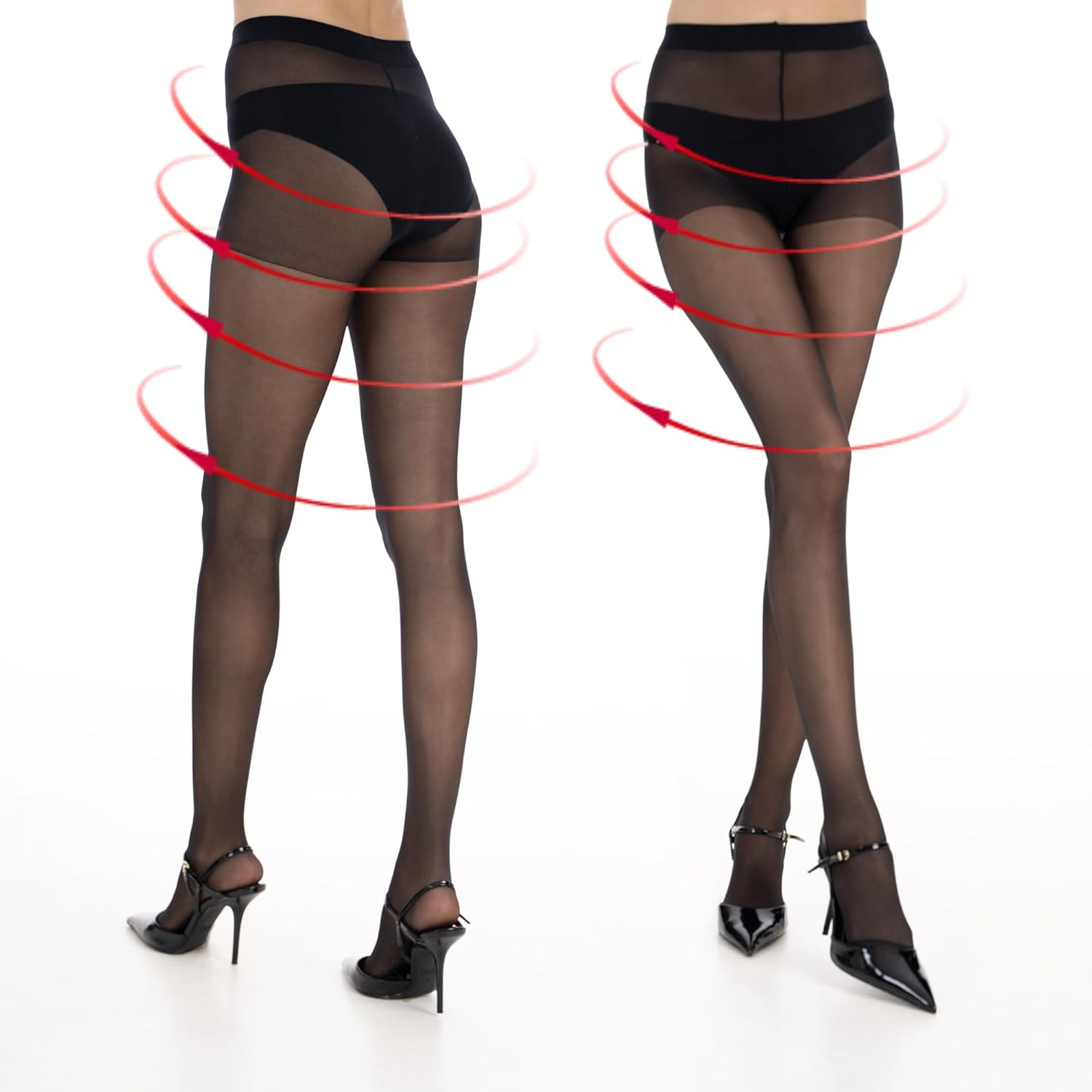 Women's Sheer Tights 20 Denier Control Top Pantyhose, Sheer Black Stockings for Women, Soft Stretch Nylon for Dresses - Image 5