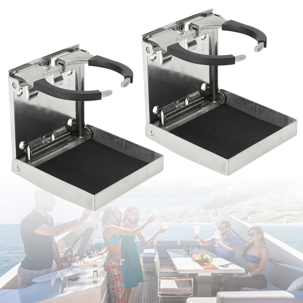 2 Stücke Auto Becherhalter Dosenhalter Klappbar Flaschenhalter aus Edelstahl Universal Getränkehalter für Marine Yacht Truck RV Auto Anhänger Hardware