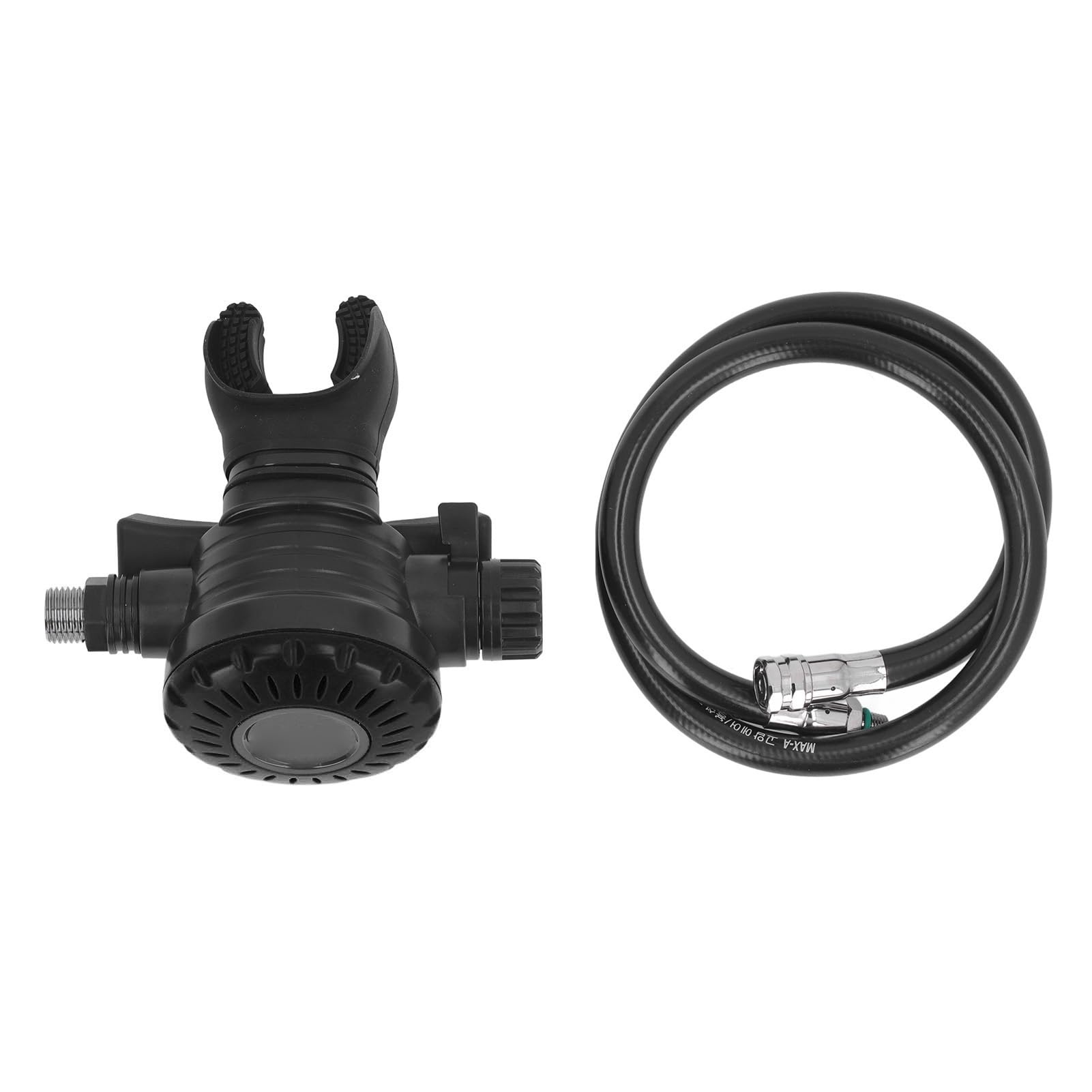 Breathing Secondary Valve with Medium Pressure Tube Adjustable Diving Equipment for Snorkeling Underwater (Black)