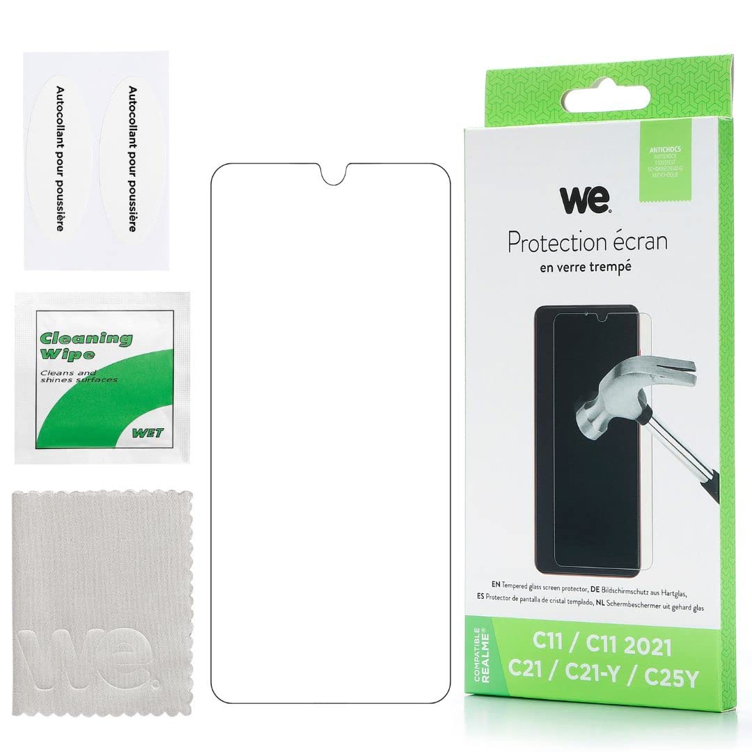 WE Vetro temperato per [REALME C21] - Pellicola protettiva anti-graffio, anti-bolle d'aria, ultra resistente, durezza 9H Glass