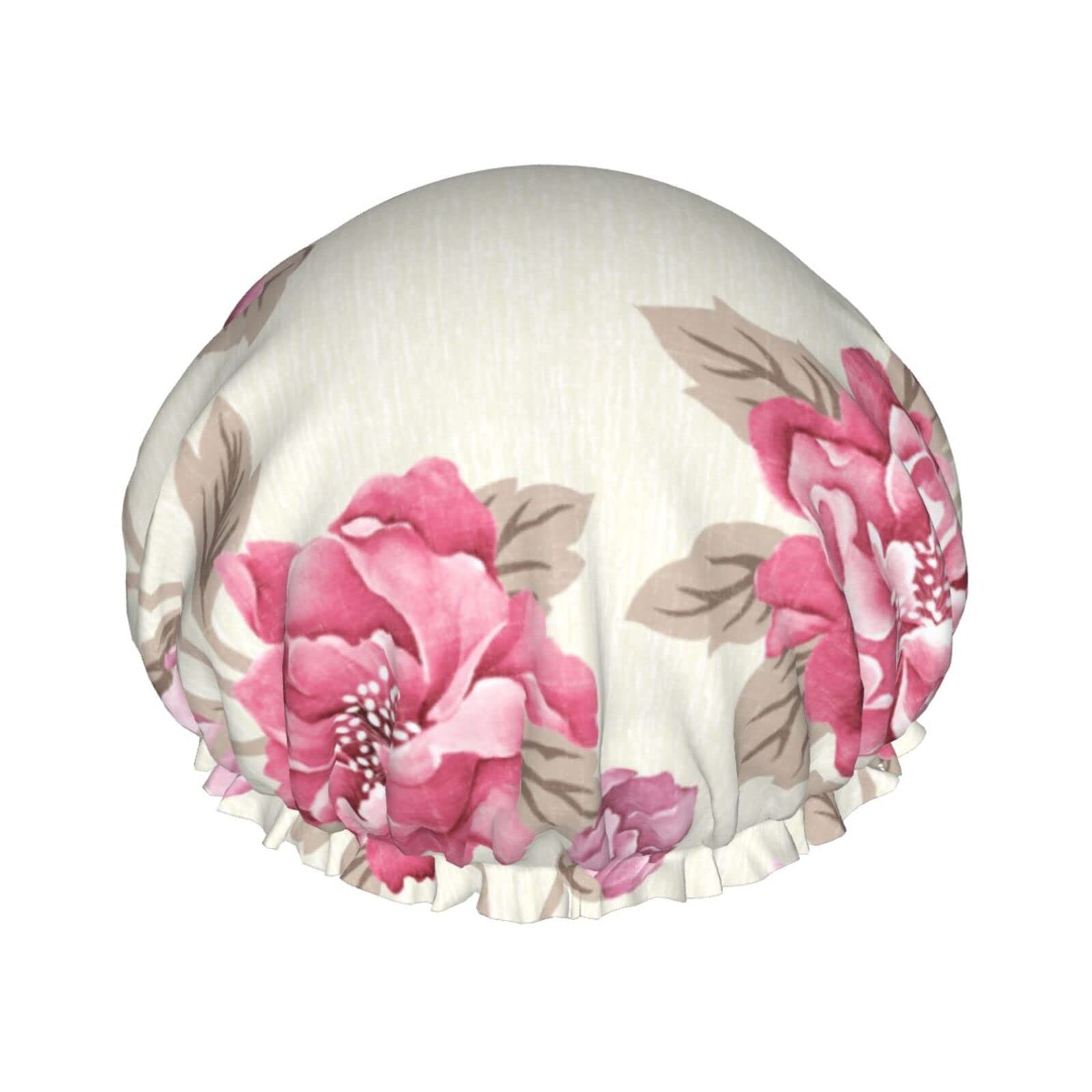 Gorros de ducha de flores para mujer Gorro de baño de ducha impermeable reutilizable Gorro de baño de ducha de doble capa elástico con forro suave y cómodo de Peva Gorro de pelo para ducha