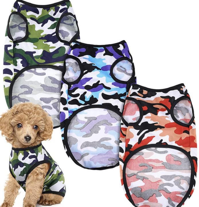 KUTKUT Pack of 3 Dog Clothes Breathable Pet Camouflage Vest Puppy Kitten Sleeveless Shirts Pullover Pet Daily Camo Clothes for Dogs Summer Cute Soft Strechy Dog Basic T-Shirt (Size:XXL,Chest:55cm) (B0BRNMN1WZ) Amazon Price History, Amazon Price Tracker
