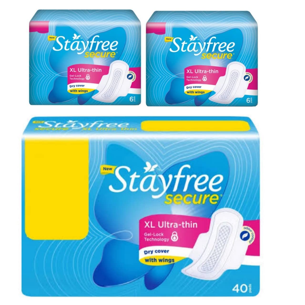 Stay+free secure xl ultra thin dry cover with wings 40+6+6 pad pack of 3 (B0BZDGNBK4) Amazon Price History, Amazon Price Tracker