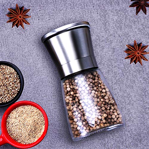Pepper Grinder, Mini Spice Mill, Small Pepper Mill, Good Helper Of Chef's. Brushed Stainless Steel Dust Cover With Ceramic Grinding Cores, Adjustable Coarseness, Family Or Outdoor Picnic Optional. #TOP1