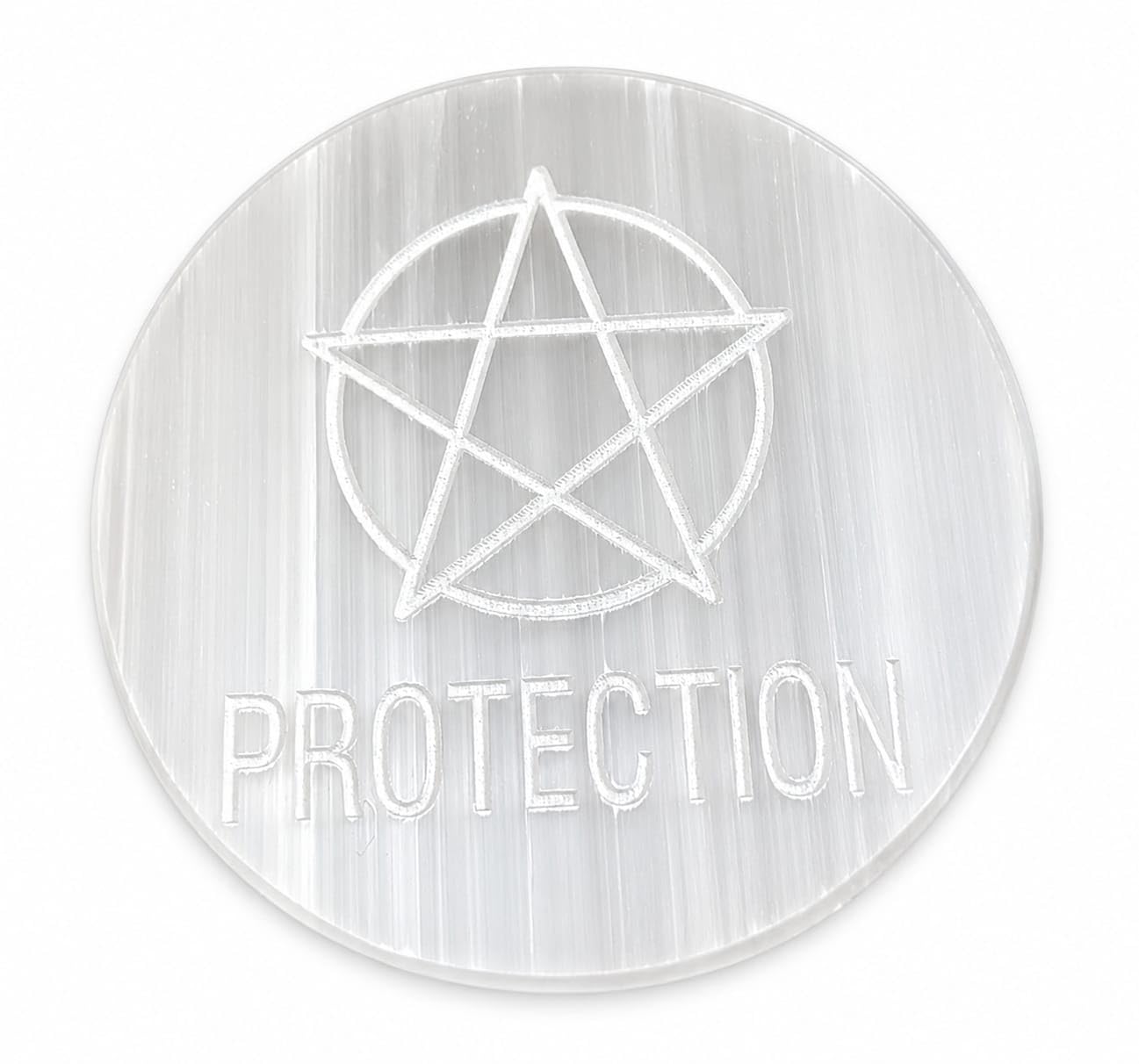 Plaque en sélénite ronde de 7,6 cm fait main pour recharger vos pierres