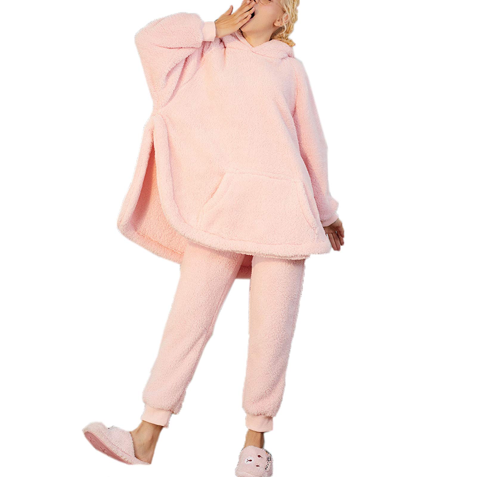 Pyjama rose en velours corail de qualité supérieure pour femme