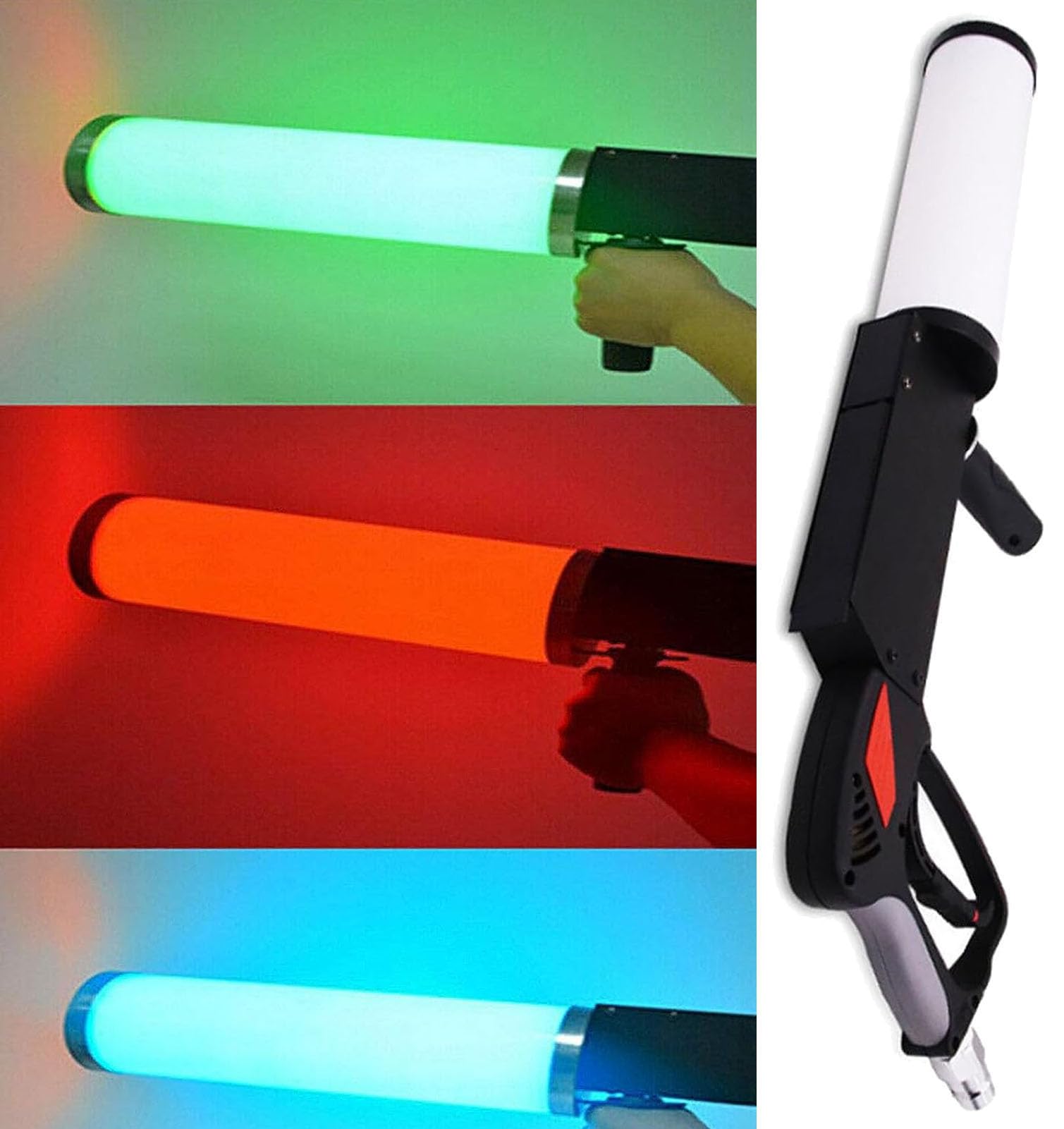 Macchina per Nebbia a Cannone a CO2, Pistola per Nebbia a CO2 Portatile, Macchina per Fumo con Effetti DJ, con Illuminazione a LED RGB e Tubo Flessibile 3M, per Feste in Discoteca con DJ