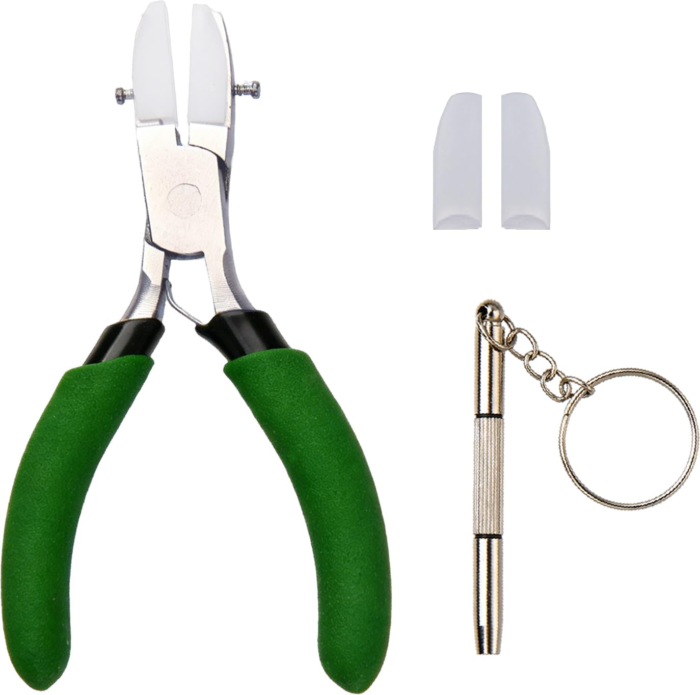 INJOYTEC 3Inch Double Nylon Flat Jaw Pliers with 1 Pair of Replacement Tips and a Screwdriver for Jewelry Making, Beading Looping Shaping Wire and DIY Crafts, Straightener Wire Wrapping Tool