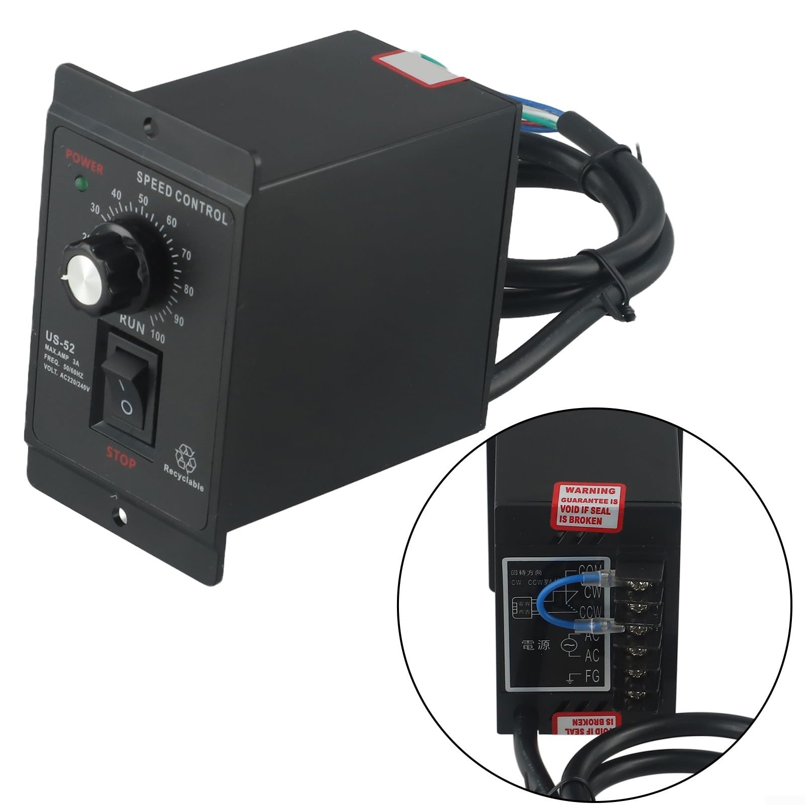 Regolatore di velocità 220 V, movimento in avanti/retromarcia regolabile, per regolatore di velocità del motore, potenza di picco 200 W