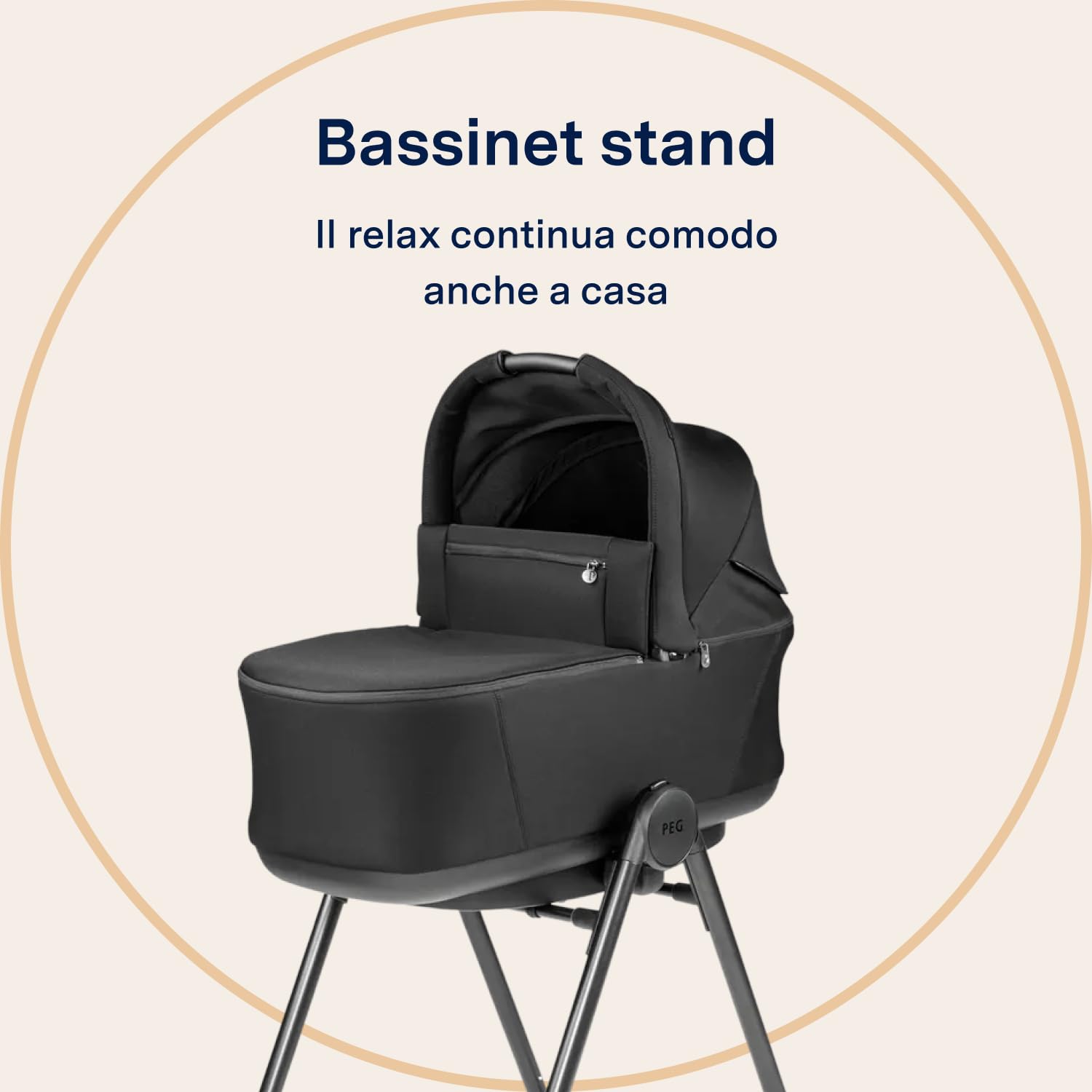PEG Bassinet Stand - Base d'Appoggio G-Matic per Navicella e Seggiolino Auto - Compatibile con Culla Elite, Pop-Up e Primo Viaggio