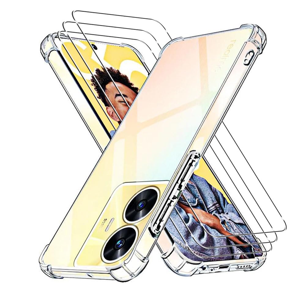 Cover per Realme C55 + [3 Pezzi] Pellicola Vetro Temperato