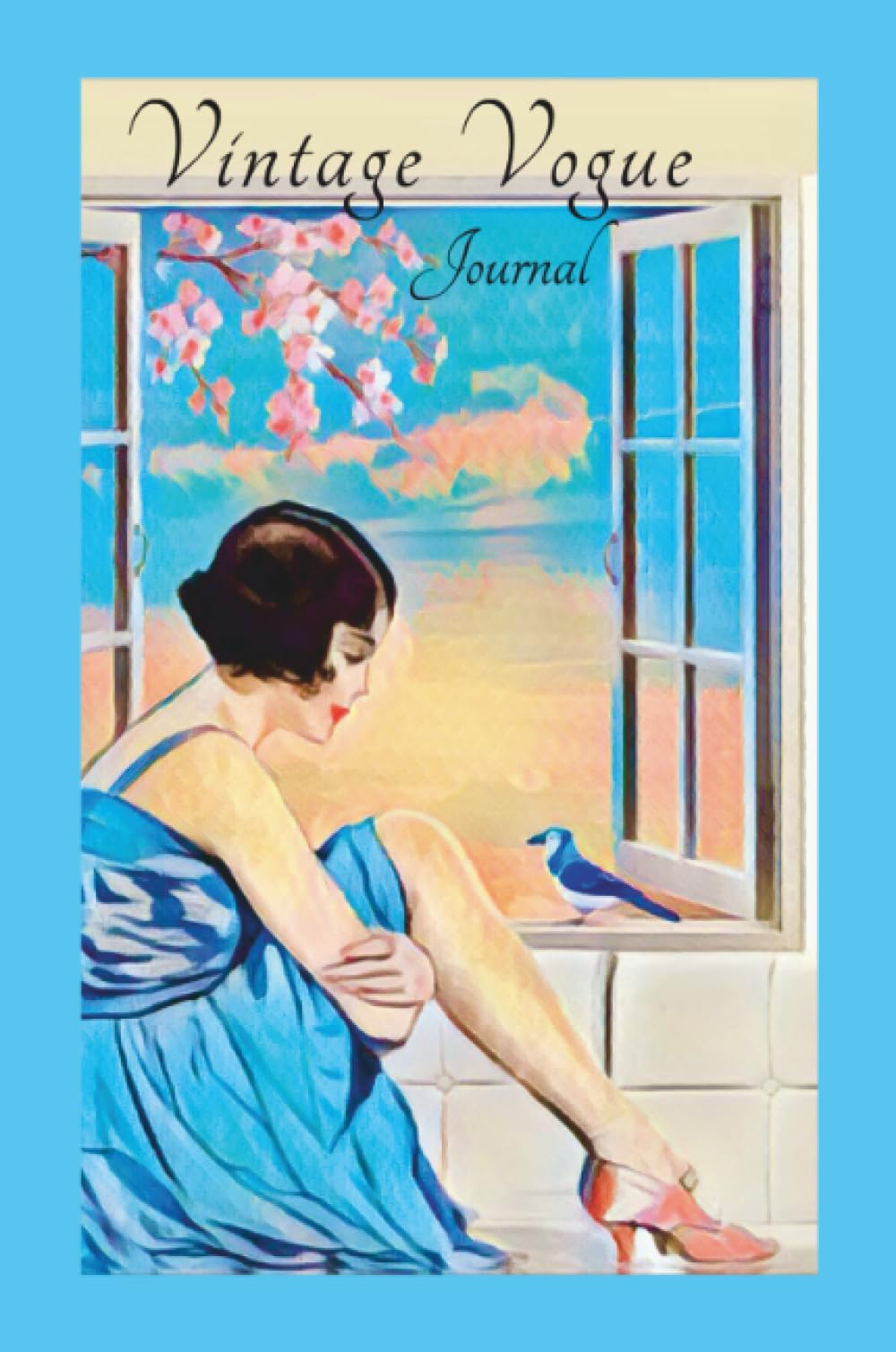 Vintage Vogue Journal: Alternate lined and blank pages to write or sketch - Pretty cover - Vintage 1020s Fashion, Bluebird of Happiness