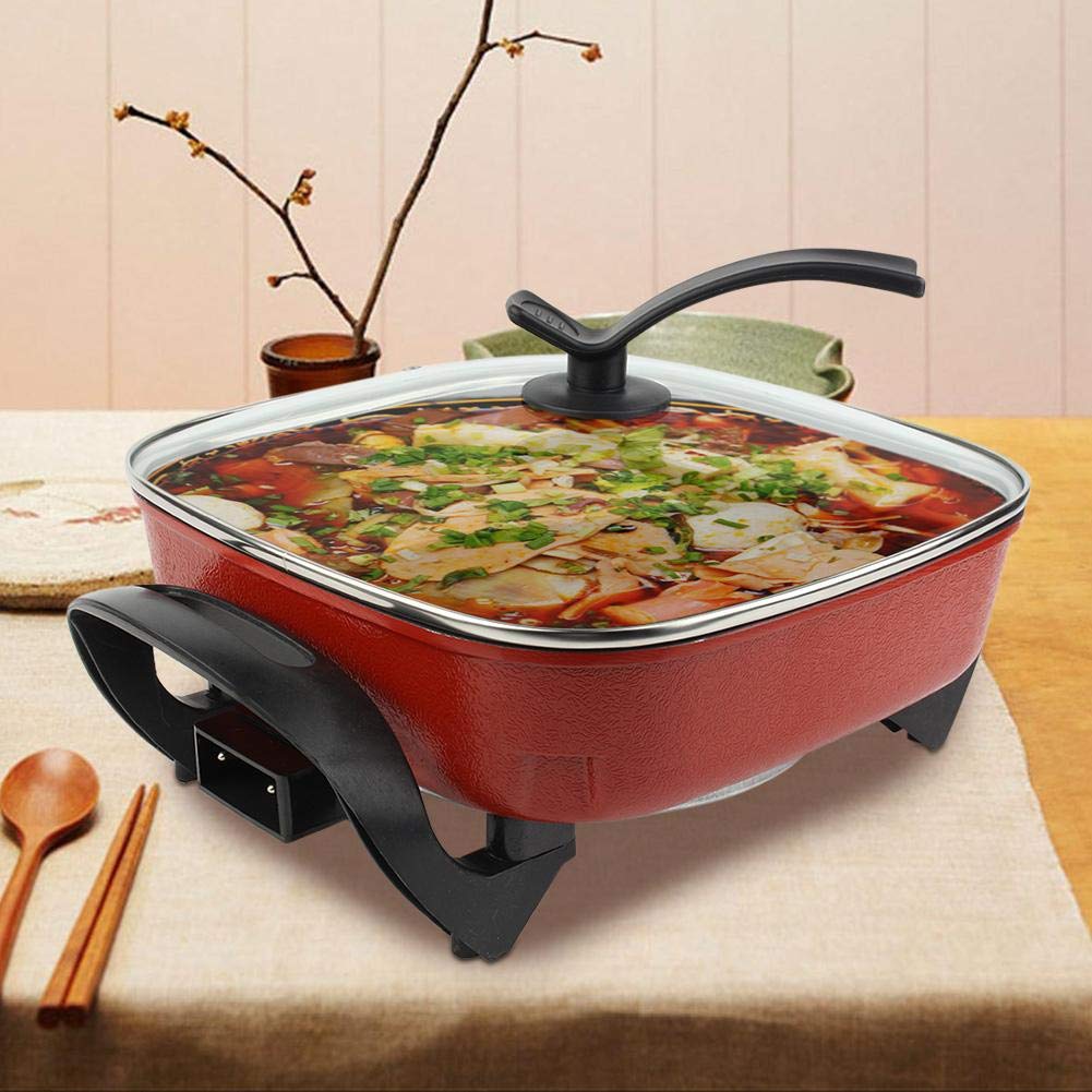 Cocoarm Pot cuisinière électrique multifonctionnelle antiadhésive Pot carrée mijoteuse mijoteuse (Prise européenne 220 V)