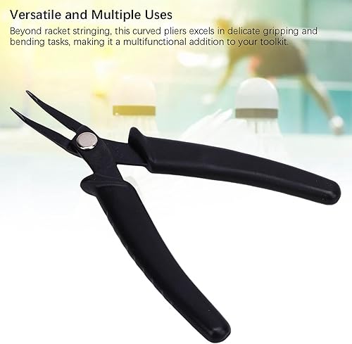 Miniatura 6 de Alicates curvados para raqueta de bádminton de 5.5 in, acero al carbono con mango ergonómico (para raquetas de tenis, negro)