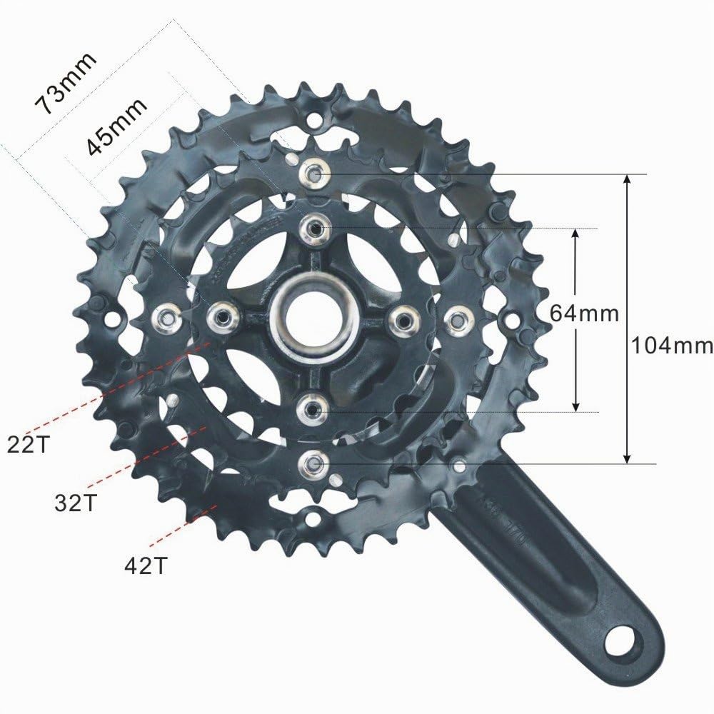 UPANBIKE Fahrrad Kurbelgarnitur mit Tretlager für Rennrad Mountainbike 8 9-Gang M430 Kurbelgarnitur