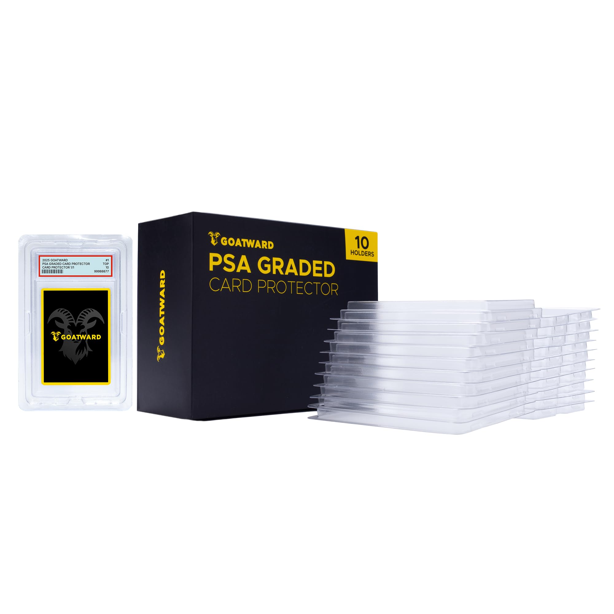 Goatward Transparent Pack Of 10 Graded Card Protectors - Compatible With Psa And Cgc Slabs - Rigid Plastic Mailing, Storage And Display Sleeves - Clear Protectors
