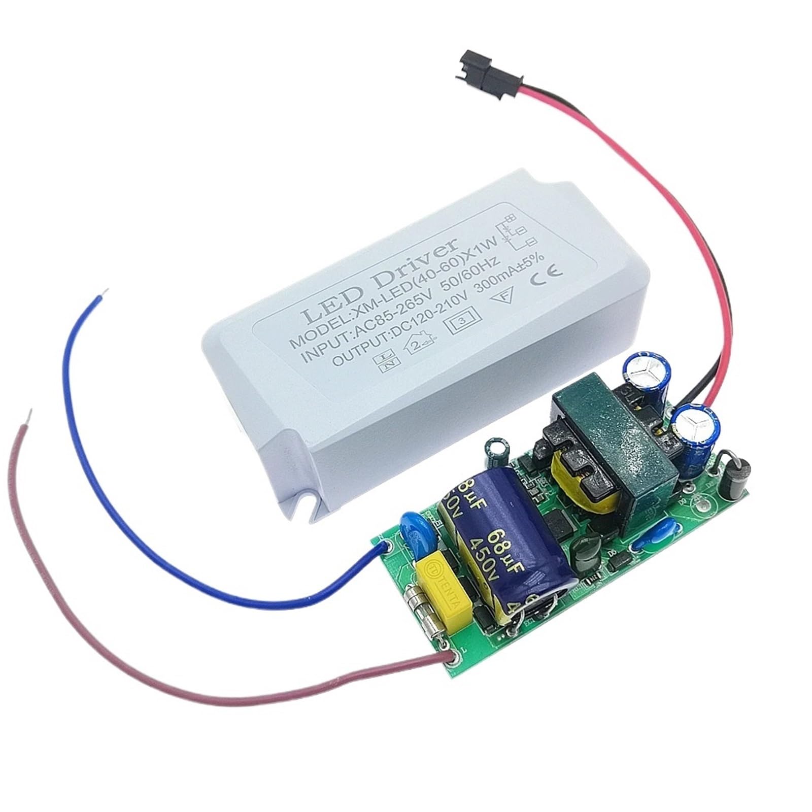 2 alimentatori da 40 W-100 W AC85-265 V 300 mA Driver LED (40-60) x 1 W (60-100) x 1 W Adattatore Trasformatore di illuminazione a corrente costante((60-100) X1W)