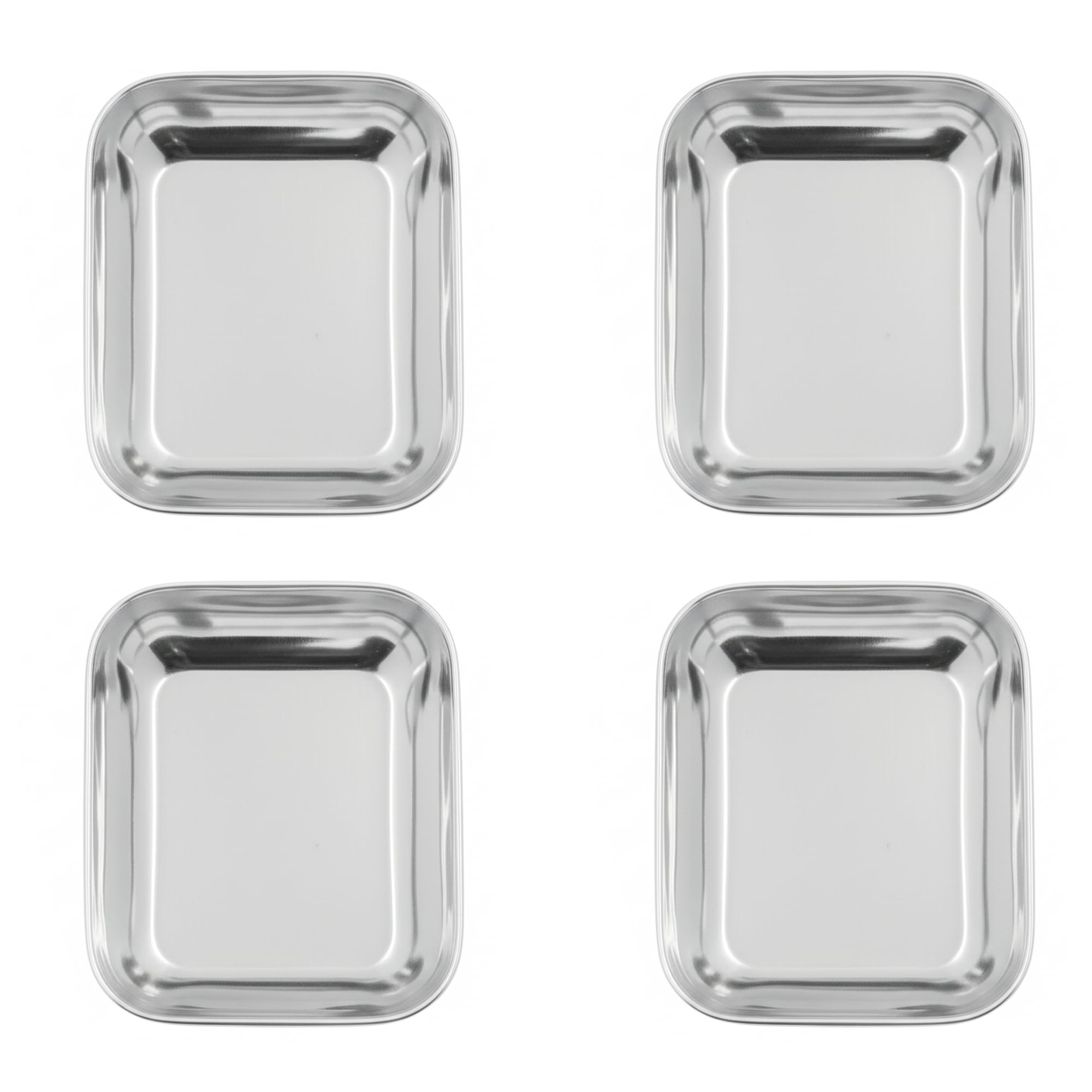 Moongil Stainless Steel Halwa Plates| Quarter Plates | Square Snack Plate |Nasta Plate| Dessert Plate Set| Side Dish |Mirror Finish| BPA Free-Square (4) 4