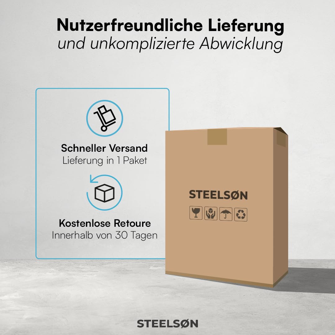 STEELSØN Selaria Rattan Gartenmöbel – Sitzgarnitur 2 Gartenstühle & 1 Tisch – Outdoor-Sitzgruppe grau – Gartensessel wetterfest 2 Personen – Gartenset mit Sitzkissen – Balkonset – Terrassenmöbel