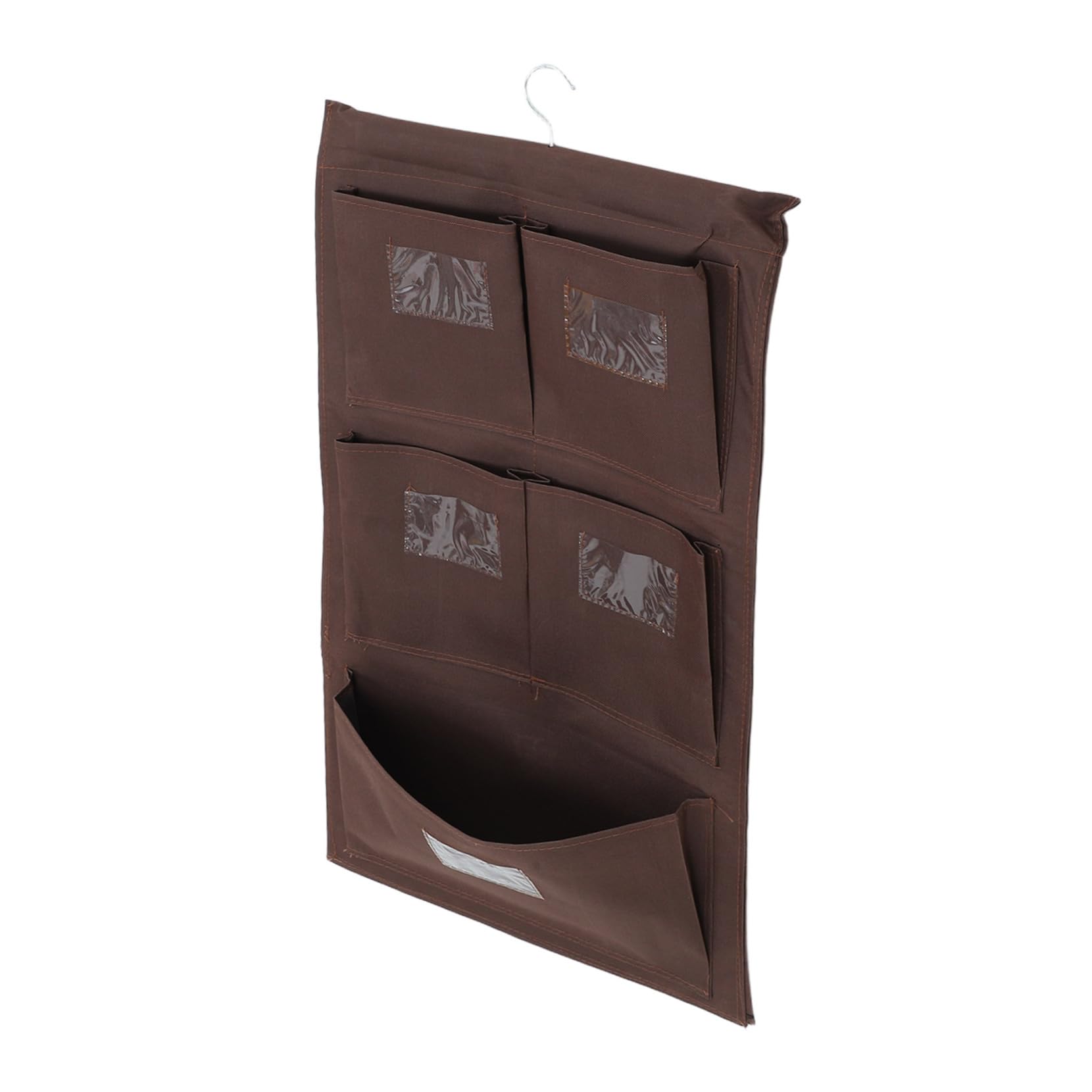 Bolsa Organizadora de Limpieza Fabricada en Tela Oxford con Diseño Doble Cara y 7 Compartimentos Color Café para Carritos de Servicio para Profesionales de Limpieza en Hoteles