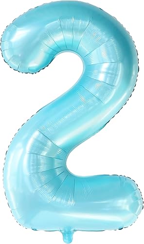 Miniatura 2 de KatchOn, Globo azul claro del número 2, paquete de 3, globo azul del número 2, pancarta azul de feliz cumpleaños  Globos azules de feliz cumpleaños