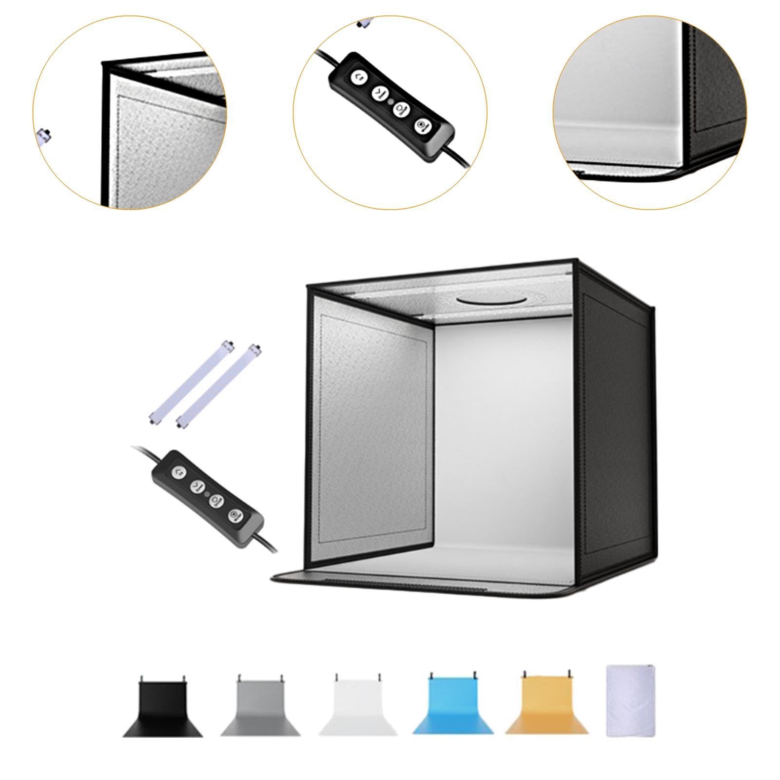 Photo Transportable Boîte Lumière Photographie Prise de Vue Multiangles Éclairage Fourni Tissu Bijoux Cosmétiques Accessoires Adapté, 2 Lumières avec Variateur, 40cm