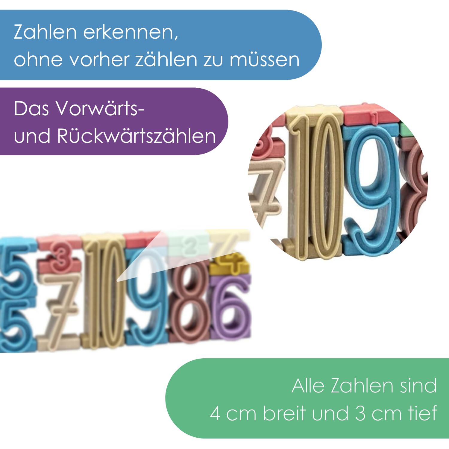 WISSNER® RE-Wood Montessori Stapelzahlen (34 Stück) – Lernspielzeug