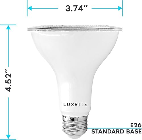 Miniatura 4 de LUXRITE Paquete de 12 bombillas LED PAR30 de inundación, equivalente a 75 W, blanco brillante de 5000 K, 850 lúmenes, regulable de 11 W, bombilla de