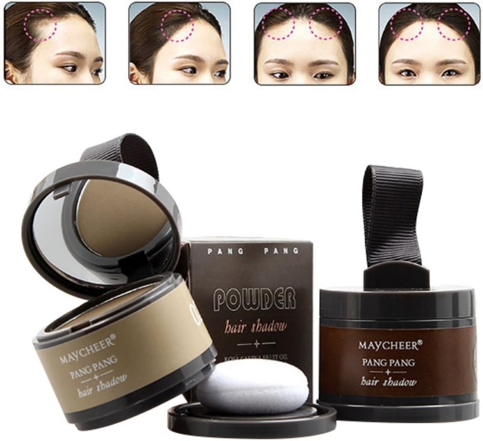 Hanyia Hairline powder Hair Line Modified Shadow Powder Hair Color with Mirror & Puff Hairline Contour Concealer Bronzer Highlighter 1 Bottle
